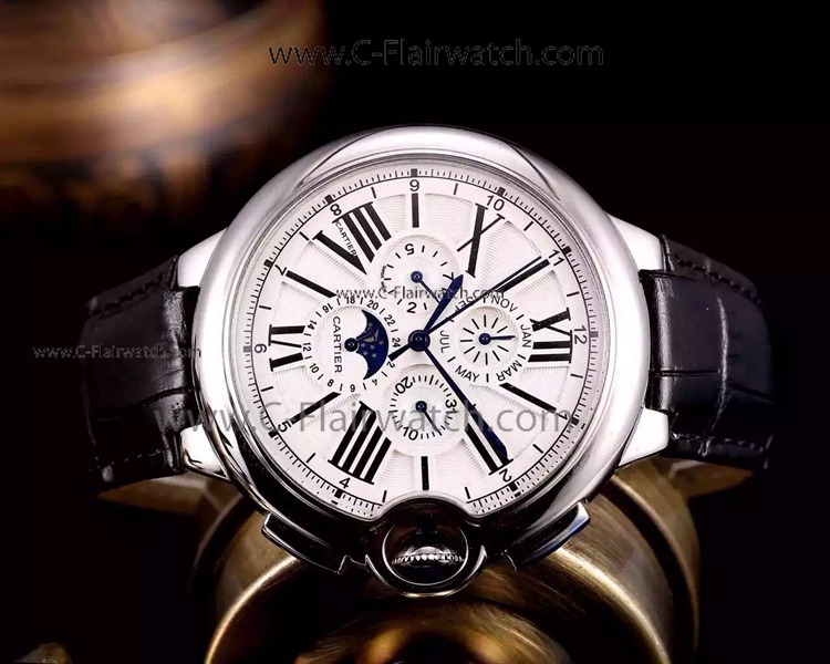 Replica SS White Dial Cartier Ballon Blue De Moon Phase Watch